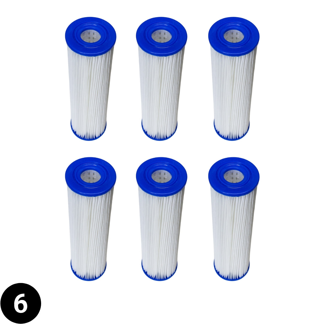 Six cold plunge chiller water filters, front view, detailed