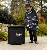 Kryo Cold Plunge and Warmer, front view, detail, snuggie, ice bath