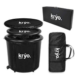 Kryo Pod 2.0 cold plunge, ice bath, product image, front, detail, carrying case, shipping box